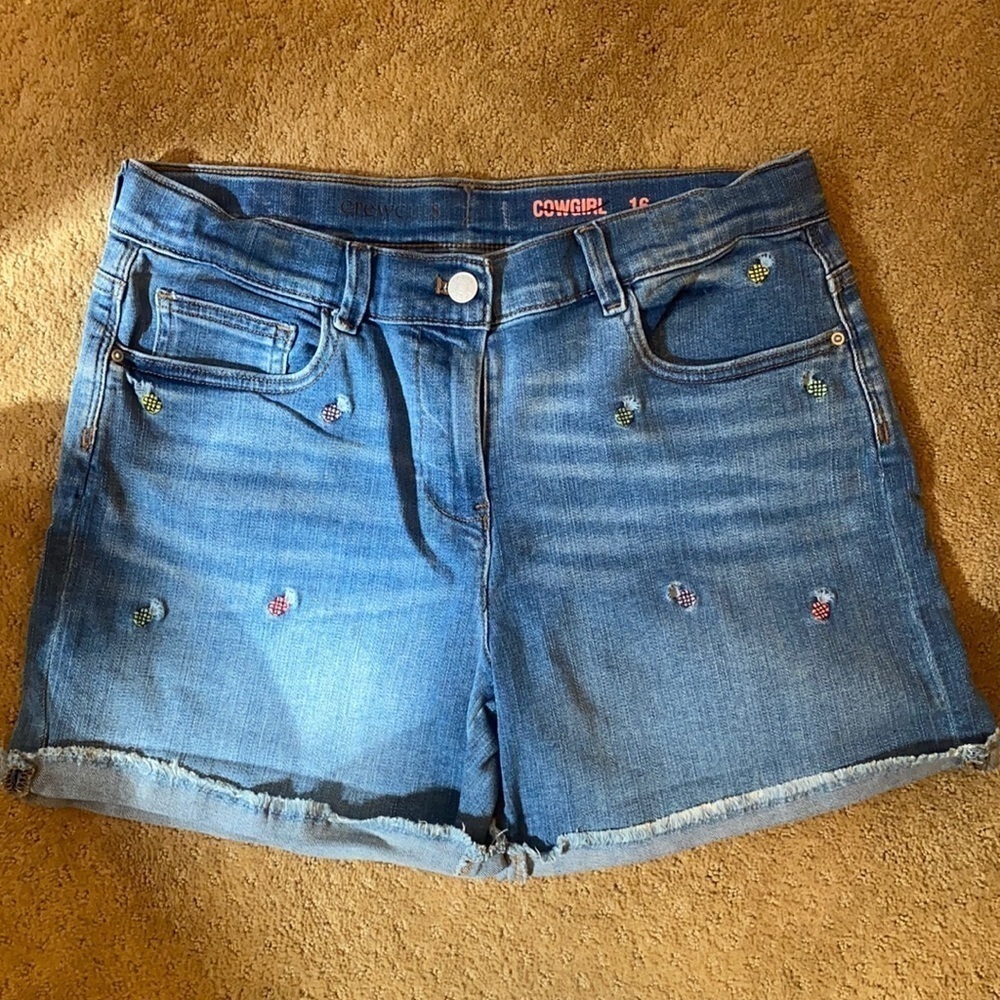 J Crew Embroidered Pineapple Denim Shorts AN162
